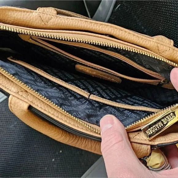 Steve Madden Brown Faux Leather Crossbody Bag with Scarf Preppy Chic Classic - Picture 6 of 8